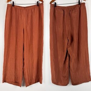 J.Crew Relaxed Stratus Pants Textured Satin Elastic Waist Toasted Paprika